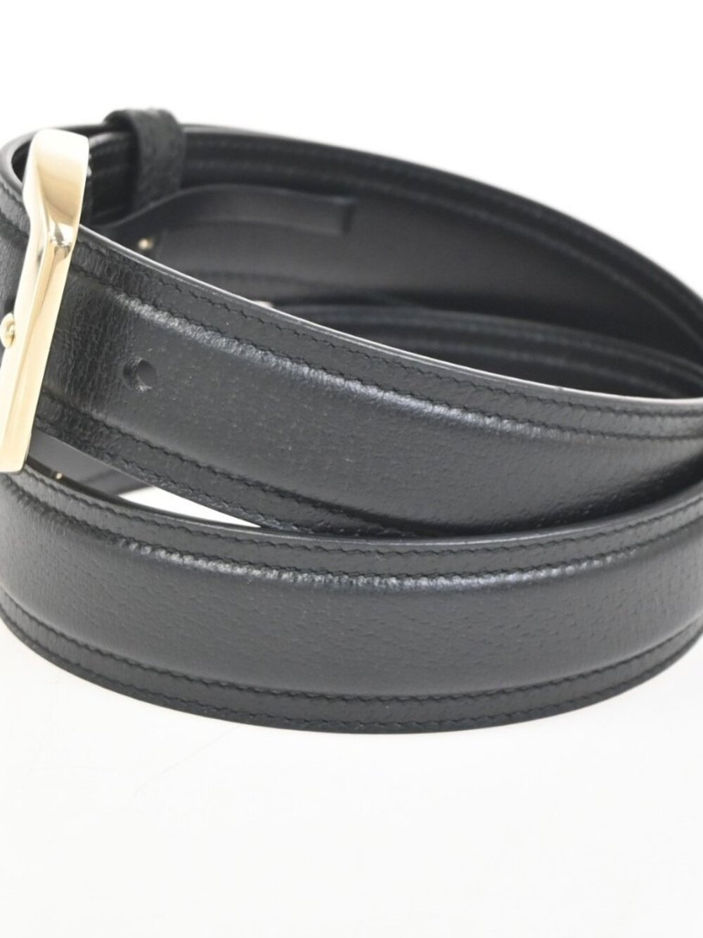 GUCCI Logo Belt 80/32 35mm Leather Black GHW Italy 68KC925 - Picture 2 of 13